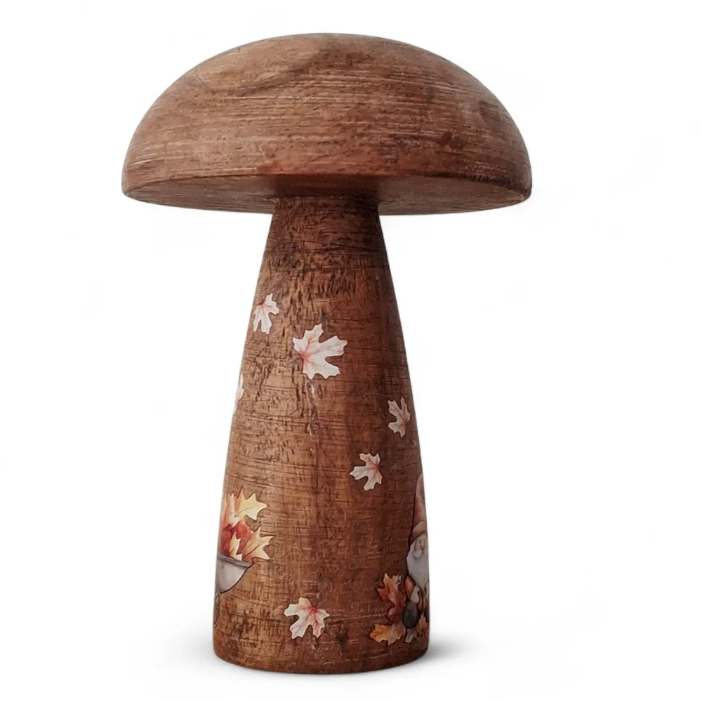Fall Woodland Gnomes Crafted Wood Mushroom Shelf Sitter Tier Tray Tabletop Decor